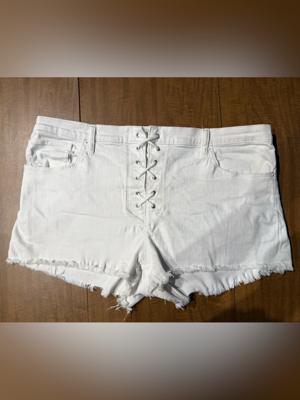 Express White Mid Rise Denim Shorts